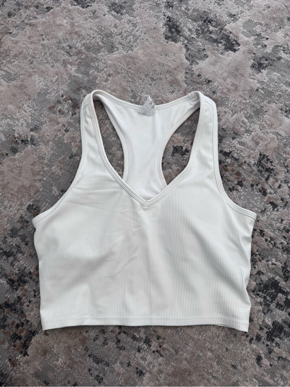 White Ribbed Racerback Tank Top